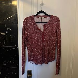 Red floral Natural Life Henley